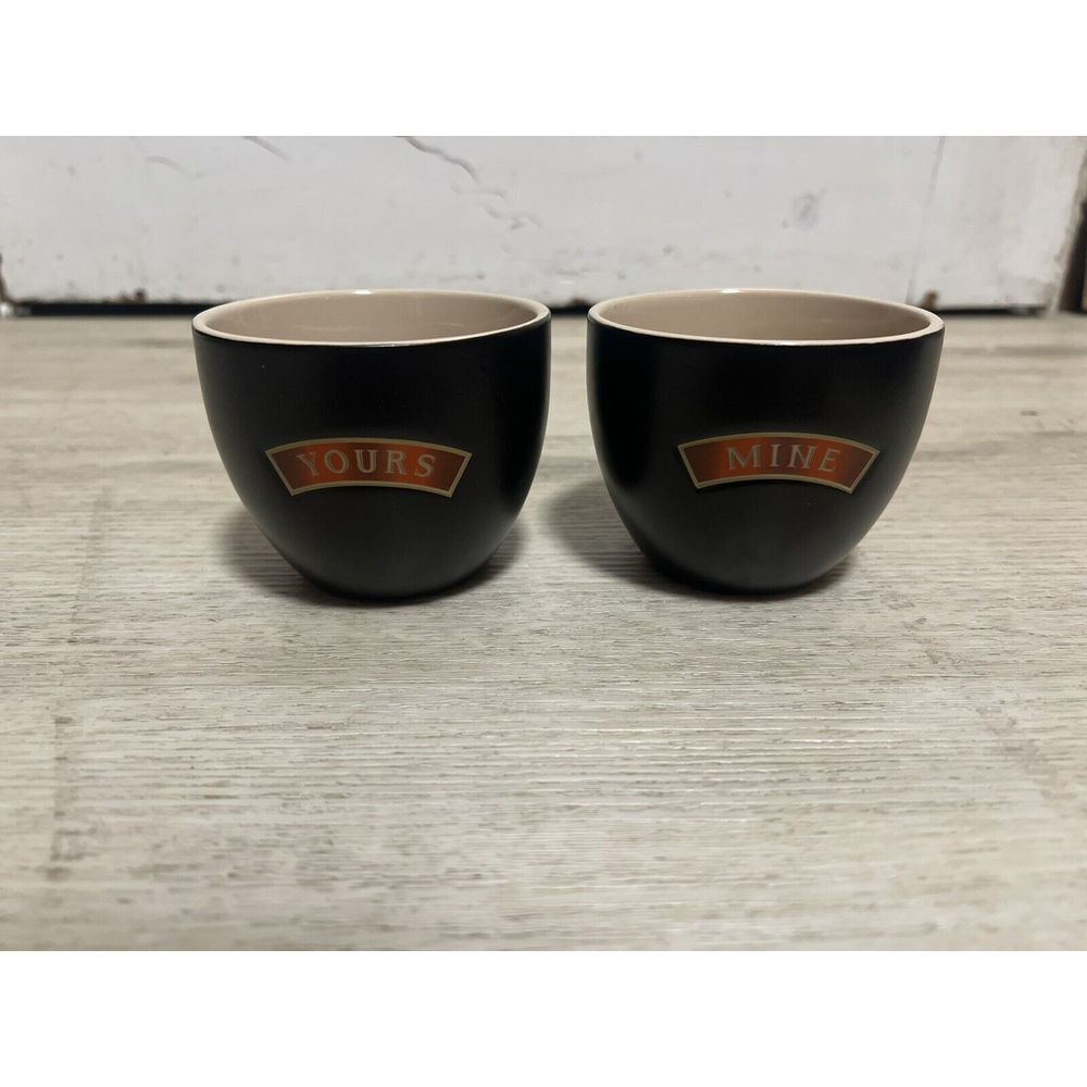 Baileys Irish Cream Yours And Mine Cups Bowls 8oz Set Of 2 Ceramic Black